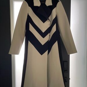 Chic Black and Cream Long Sleeve Coat